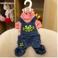 Teddy spring and summer new suspenders four-legged cute couple pet dog puppies handsome croak romper