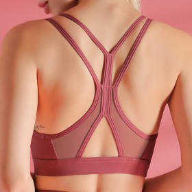 Sports bra breathable shockproof mesh splicing thin belt beautiful back fitness underwear gather yoga vest