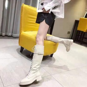 Autumn and winter new style strap round head side zipper knight women's boots belt buckle thick heel straight female boots