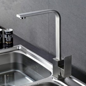 304 stainless steel kitchen basin mixing faucet square flat tube sink kitchen hot and cold faucet bathroom