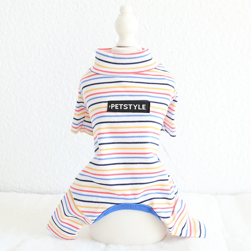 Petstyle spring and summer new colorful cotton striped leggings cotton four-legged pajamas dog clothes