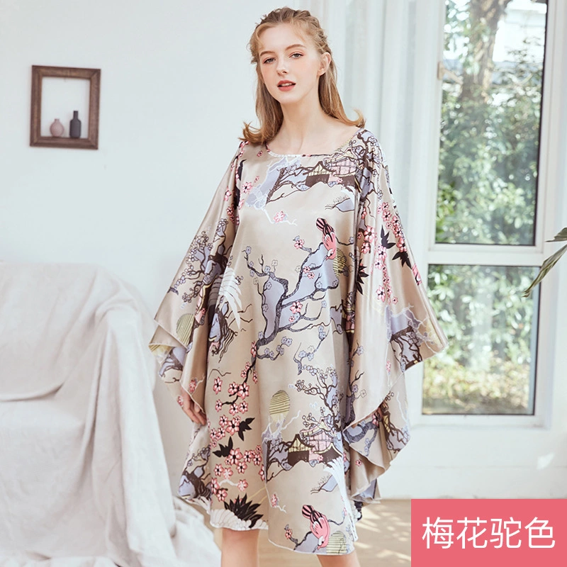XL Yao Ting silk pajamas ladies summer bat sleeve nightdress female summer plus size home service 7795
