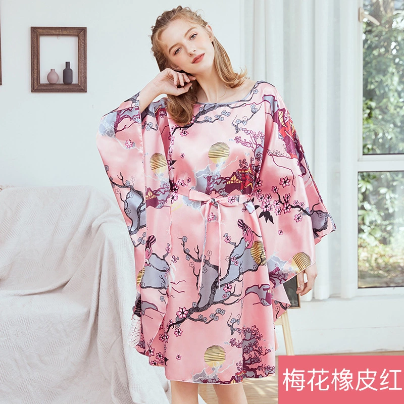 XL Yao Ting silk pajamas ladies summer bat sleeve nightdress female summer plus size home service 7795