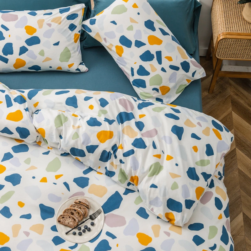 Nordic minimalist knitted cotton bed four-piece set Tianzhu cotton cotton double bed single quilt cover 1.5 / 1.8m bed