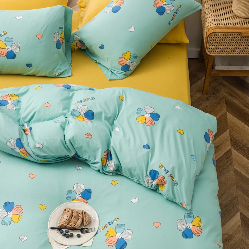 Nordic minimalist knitted cotton bed four-piece set Tianzhu cotton cotton double bed single quilt cover 1.5 / 1.8m bed
