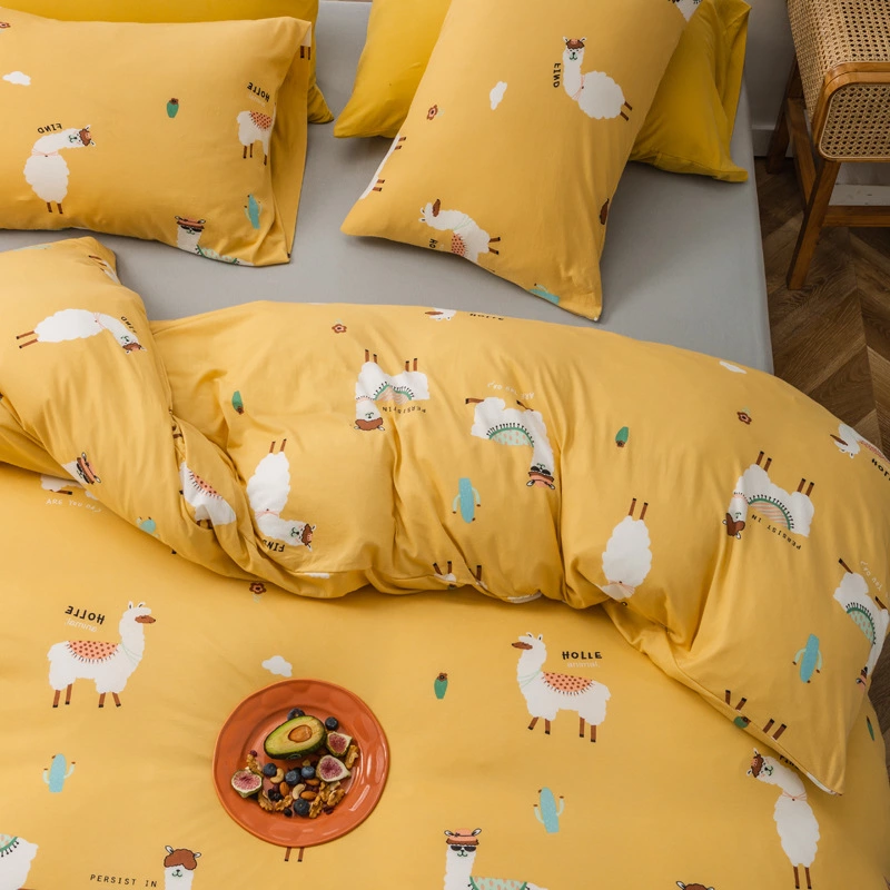 Nordic minimalist knitted cotton bed four-piece set Tianzhu cotton cotton double bed single quilt cover 1.5 / 1.8m bed