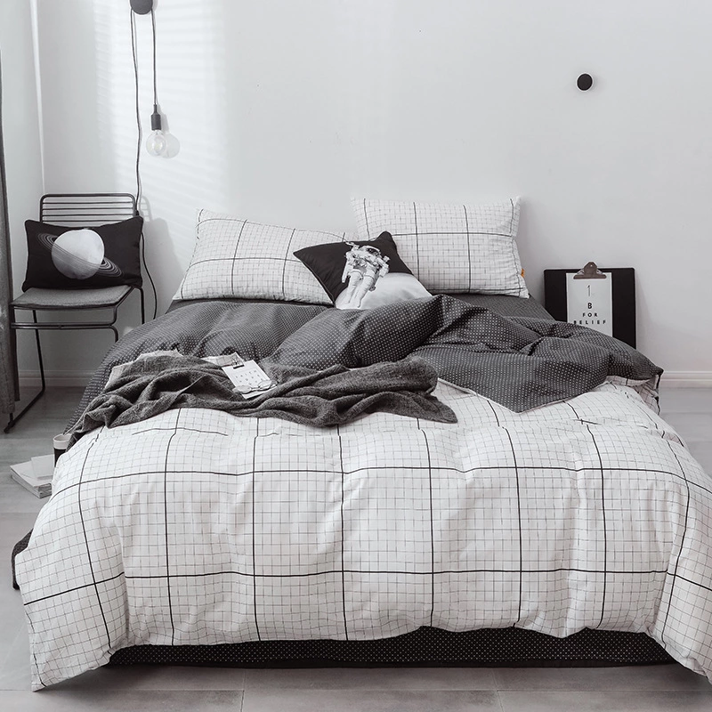 Nordic style cotton pure cotton bedding four-piece dormitory sheets people 3 three-piece bed quilt