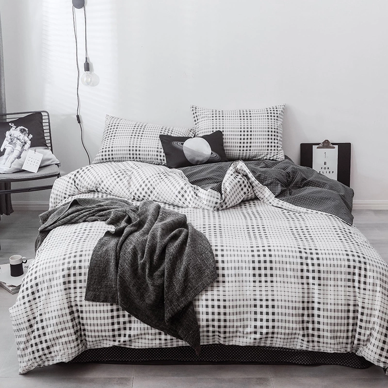 Nordic style cotton pure cotton bedding four-piece dormitory sheets people 3 three-piece bed quilt