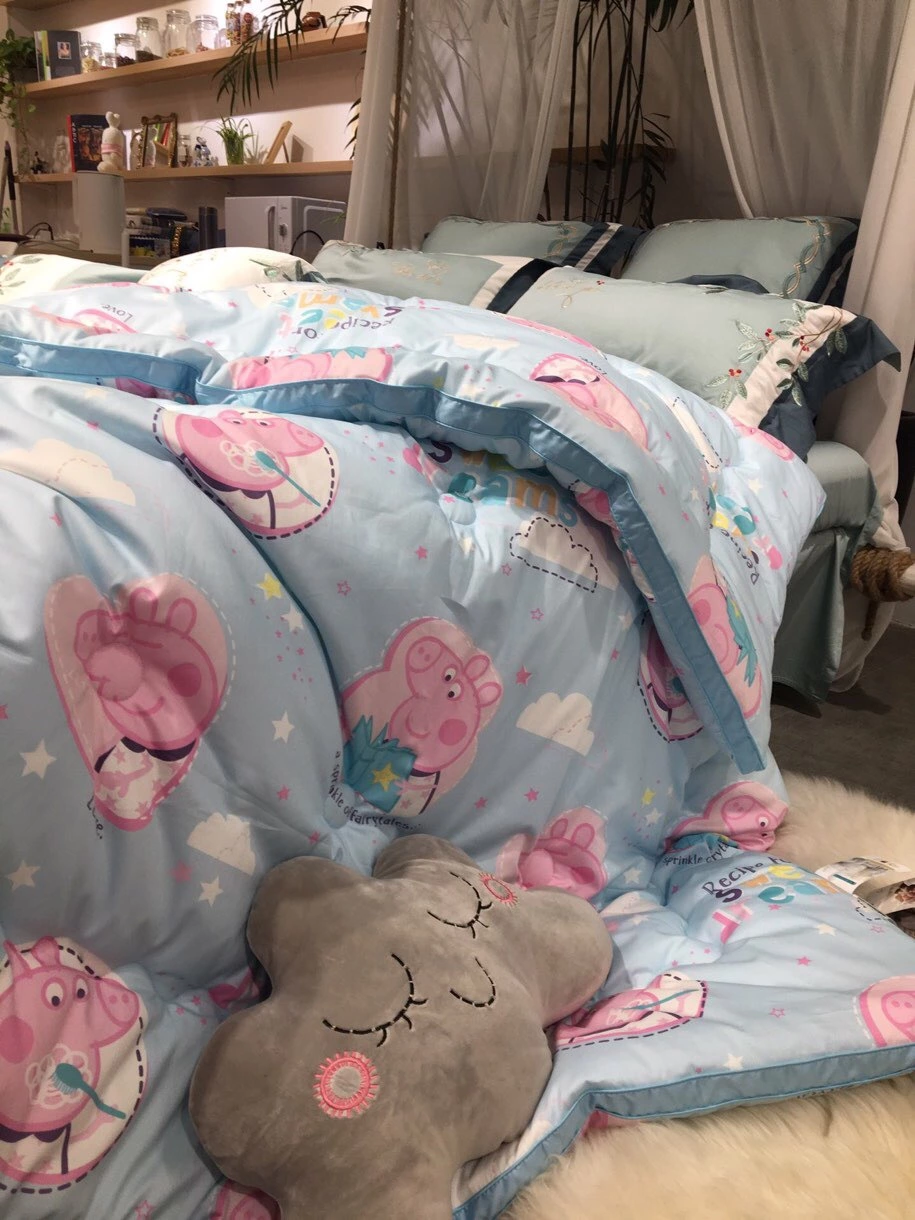 Autumn and winter 60 long-staple cotton zoo silkworm pupa protein children winter quilt cartoon student dormitory single 1.5m quilt