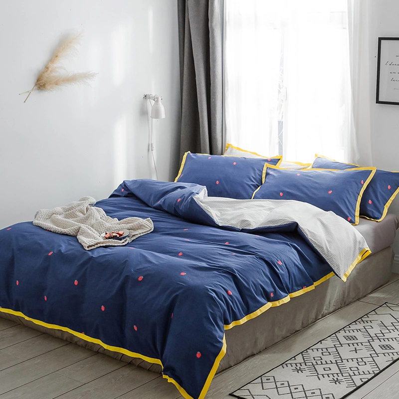 Nordic cotton four-piece printed wide-brimmed cotton American student dormitory literary European quilt bedding