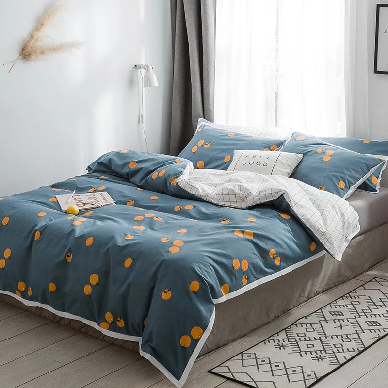 Nordic cotton four-piece printed wide-brimmed cotton American student dormitory literary European quilt bedding