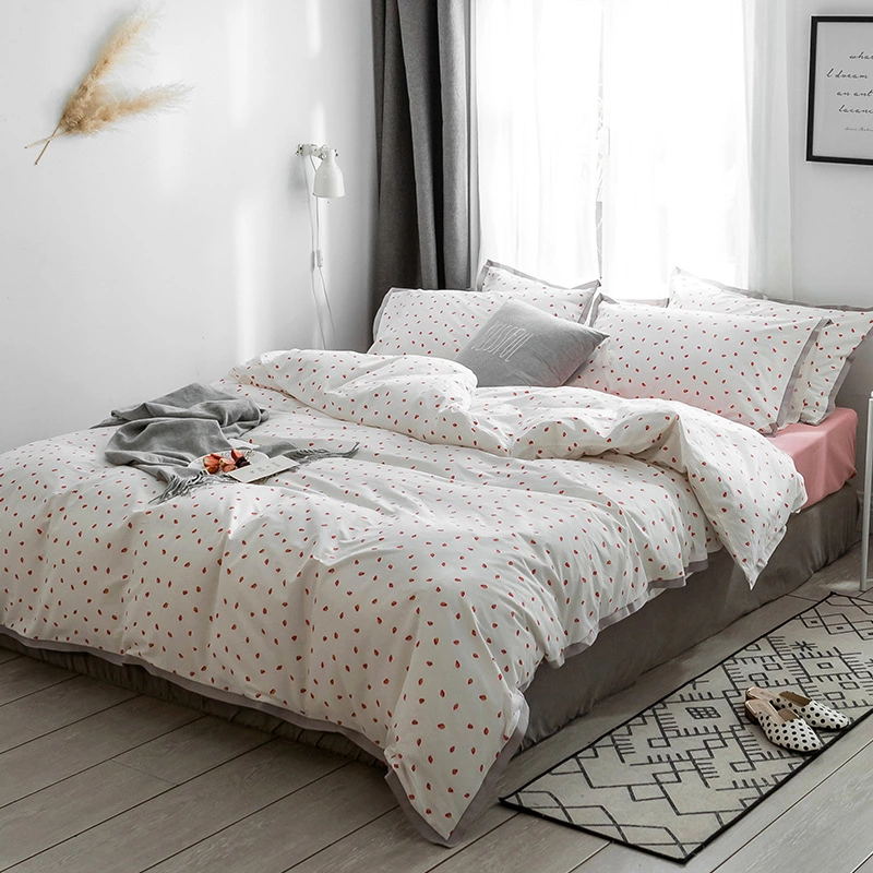 Nordic cotton four-piece printed wide-brimmed cotton American student dormitory literary European quilt bedding