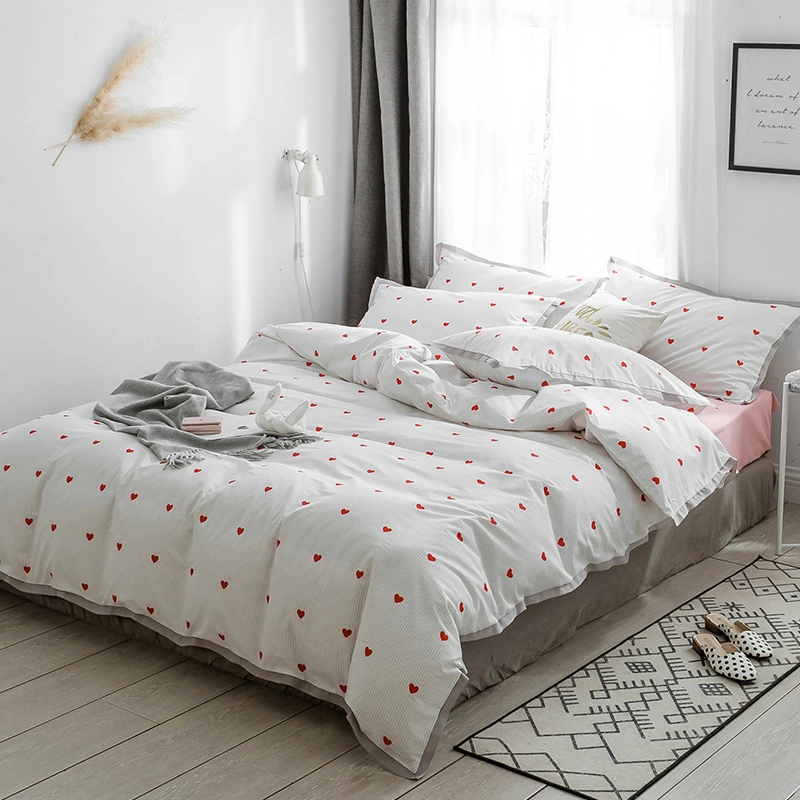 Nordic cotton four-piece printed wide-brimmed cotton American student dormitory literary European quilt bedding