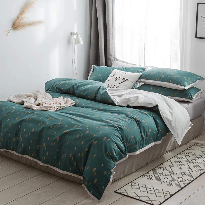 Nordic cotton four-piece printed wide-brimmed cotton American student dormitory literary European quilt bedding