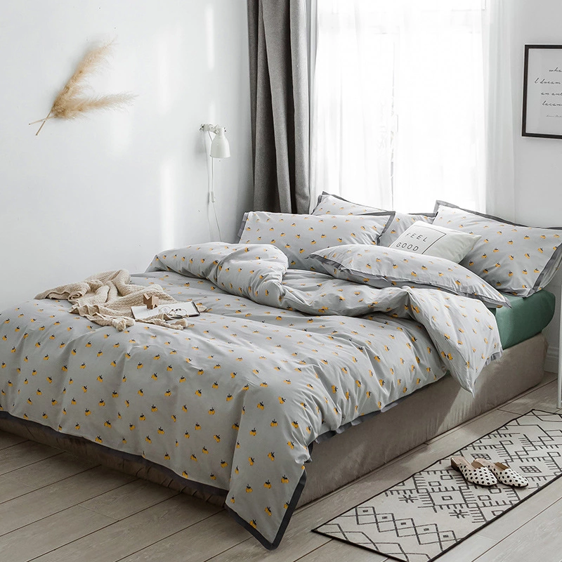 Nordic cotton four-piece printed wide-brimmed cotton American student dormitory literary European quilt bedding