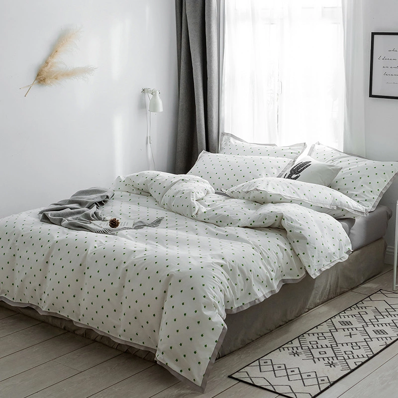 Nordic cotton four-piece printed wide-brimmed cotton American student dormitory literary European quilt bedding