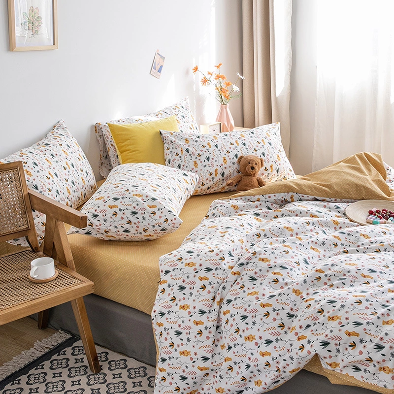 Cotton pastoral small floral temperament lady style pure cotton bed sheet quilt small fresh bed 4 four-piece girl heart
