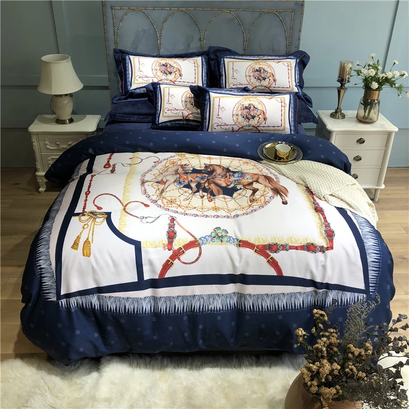American digital printing milk velvet four-piece suit autumn and winter thick warm baby velvet coral velvet 1.8m bed quilt cover