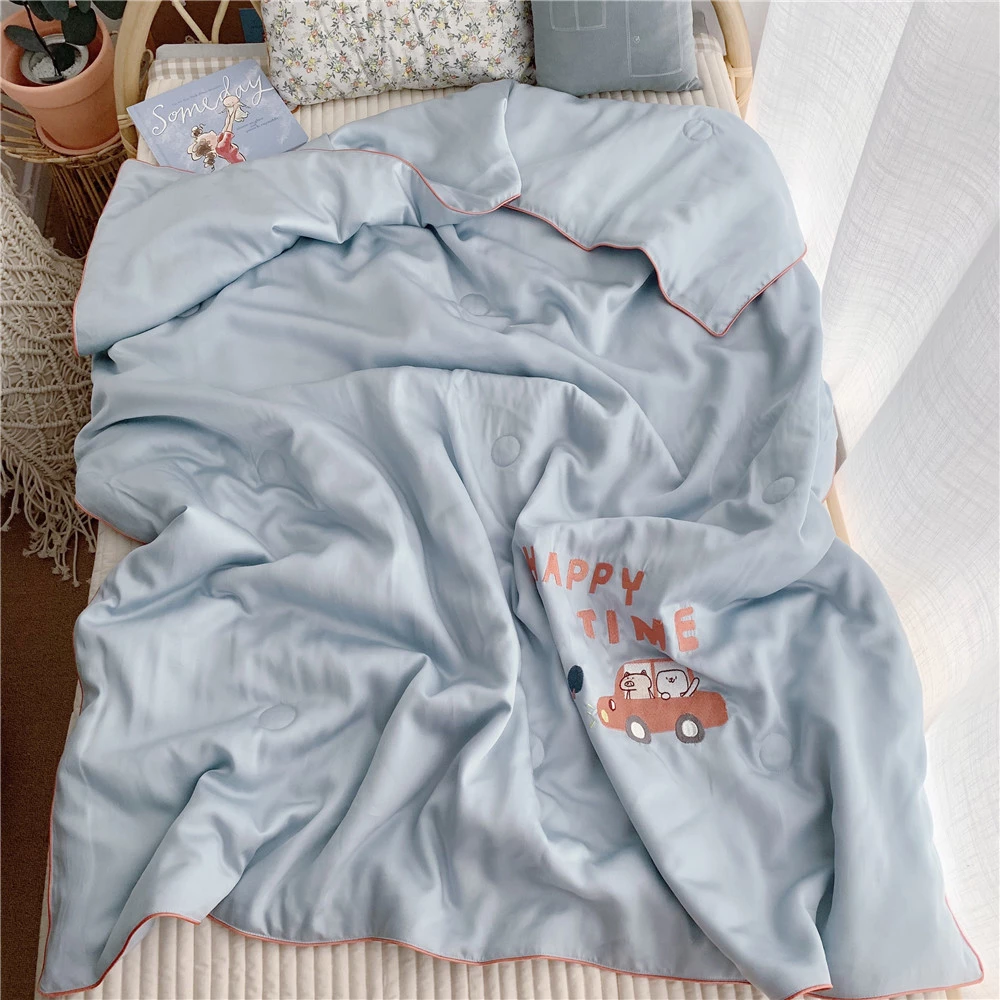 Cartoon 60 Tencel Single Ice Silk Summer Quilt Comfortable Breathable Cool Summer Air Conditioner Quilt for Children