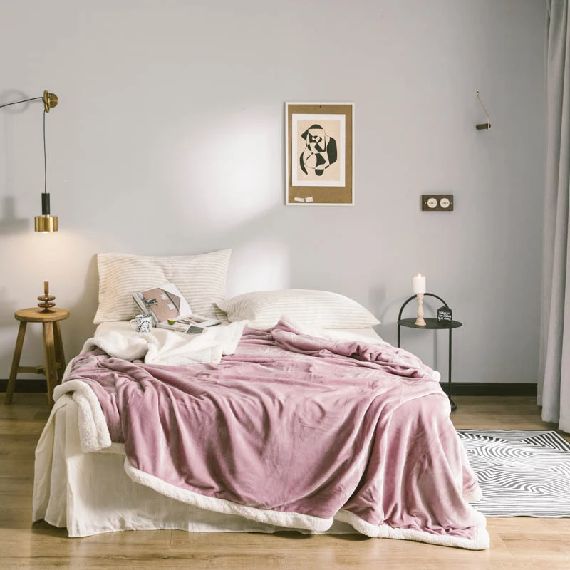 Double-layer thickened lamb velvet blanket double flannel blanket sofa blanket coral velvet blanket multi-function quilt blanket
