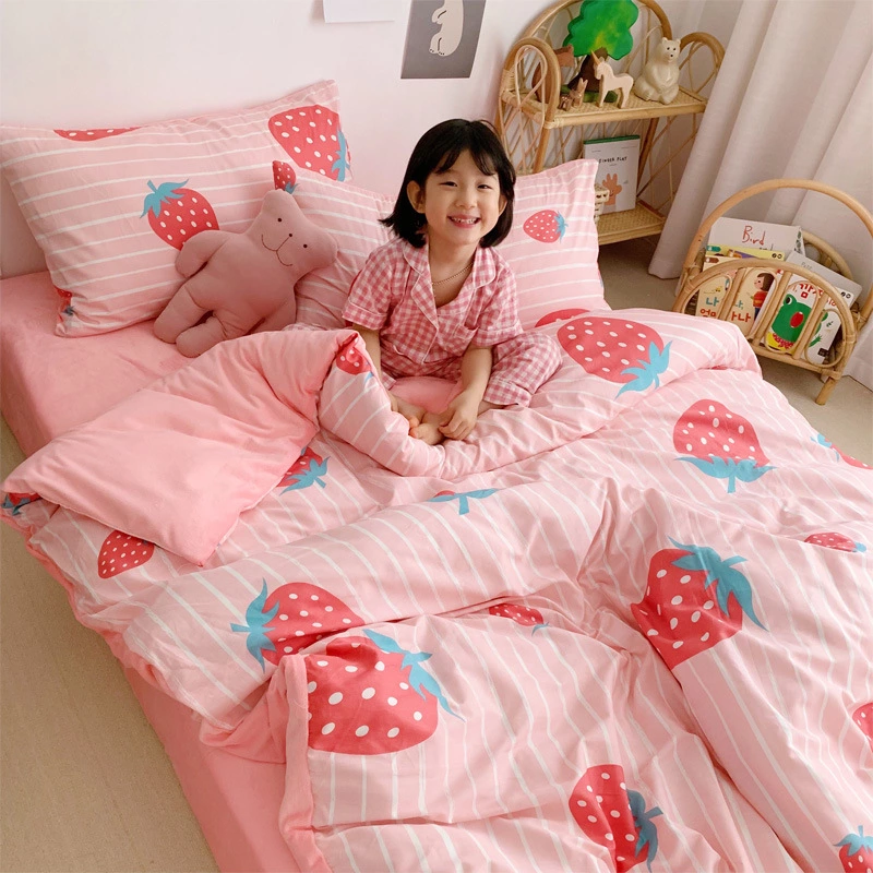 Warm four-piece cotton pure cotton simple crystal coral velvet bed sheet quilt cover bed hat three-piece bedding