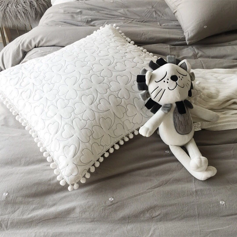 Washed cotton solid color four-piece suit cotton simple double four-piece bedding bed sheet quilt cover
