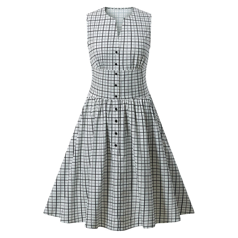 vintage dress explosive single-breasted women's retro dress