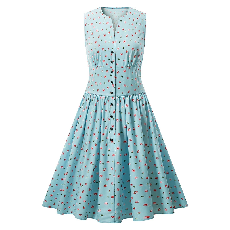 vintage dress explosive single-breasted women's retro dress