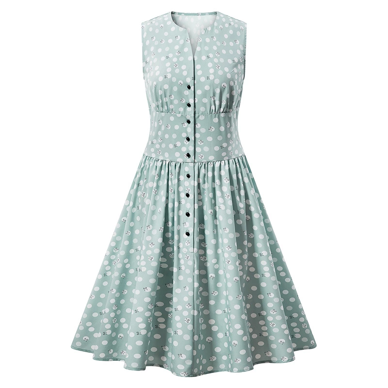 vintage dress explosive single-breasted women's retro dress
