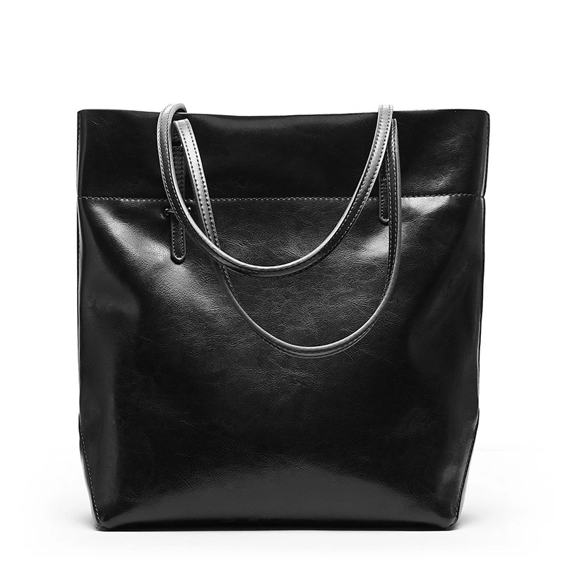 Fashionable leather handbag, shoulder bag, shopping bag, portable leather bag, simple and practical ladies bag