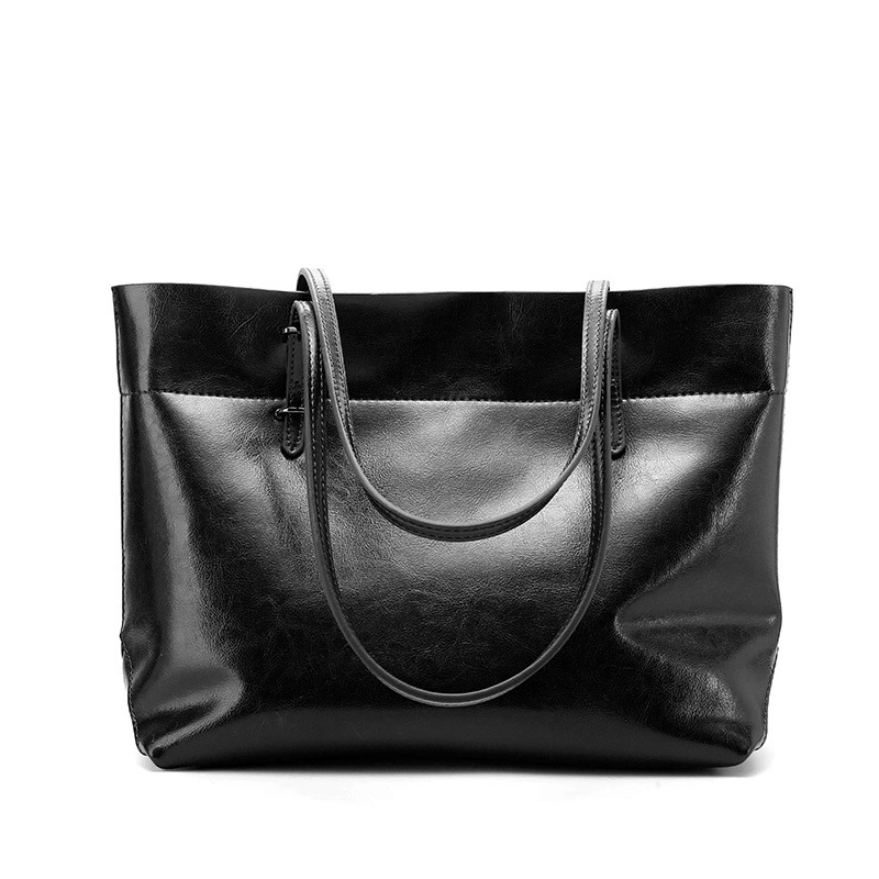 Fashionable leather handbag, shoulder bag, shopping bag, portable leather bag, simple and practical ladies bag