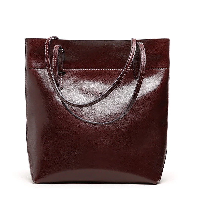 Fashionable leather handbag, shoulder bag, shopping bag, portable leather bag, simple and practical ladies bag
