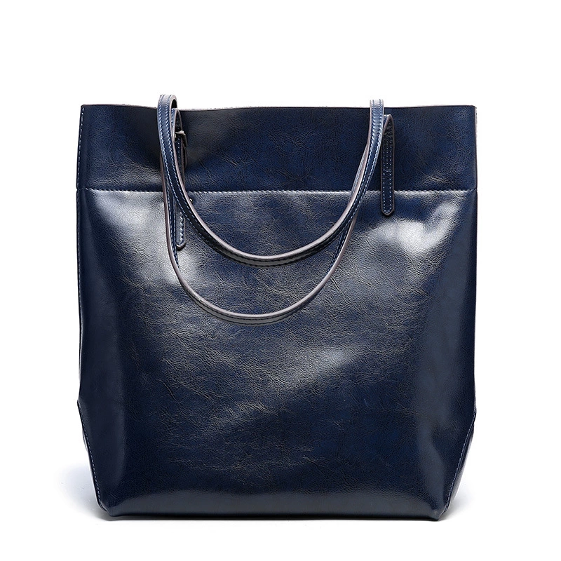 Fashionable leather handbag, shoulder bag, shopping bag, portable leather bag, simple and practical ladies bag