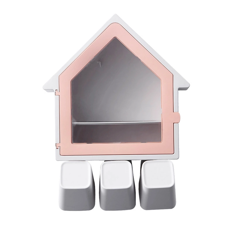 T42 Bathroom Shelf House Brushing Cup Toothbrush Holder Perforated Toilet Wash Set Storage Rack