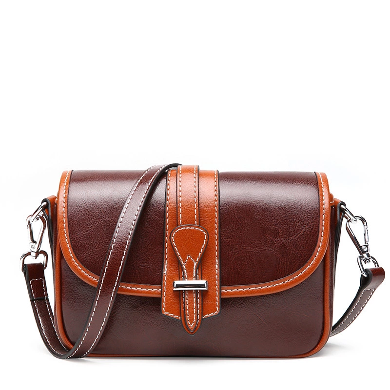 Leather handbags new fashion wild Korean shoulder bag personality small black bag oblique cross color small square bag