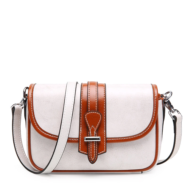 Leather handbags new fashion wild Korean shoulder bag personality small black bag oblique cross color small square bag