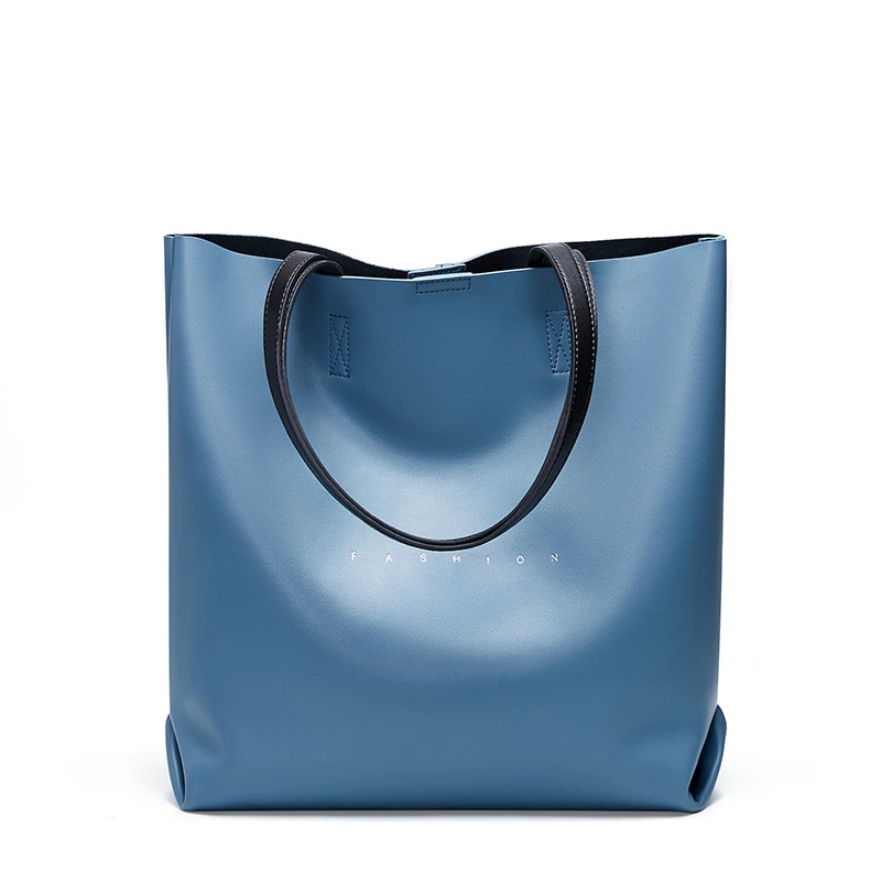 Spring and summer new contrast color mother and child bag leather bucket bag fashion ladies bag cowhide wild portable female bag