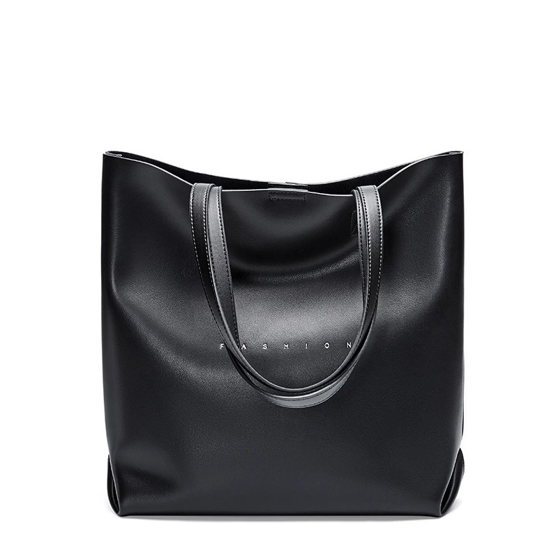 Spring and summer new contrast color mother and child bag leather bucket bag fashion ladies bag cowhide wild portable female bag