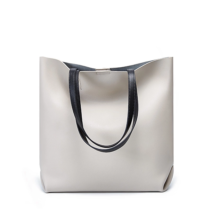 Spring and summer new contrast color mother and child bag leather bucket bag fashion ladies bag cowhide wild portable female bag