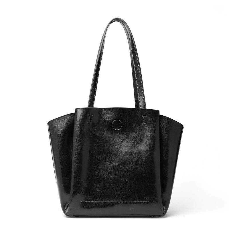 New women's bag fashion leather tote bag large capacity bag shoulder solid color soft bag