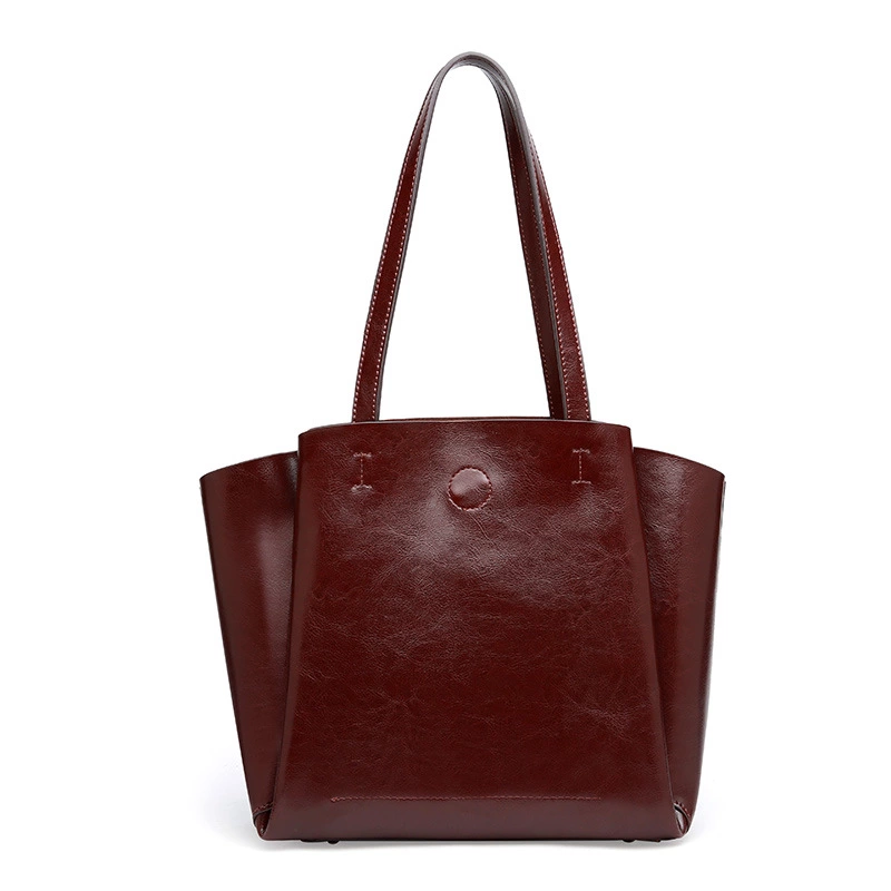 New women's bag fashion leather tote bag large capacity bag shoulder solid color soft bag