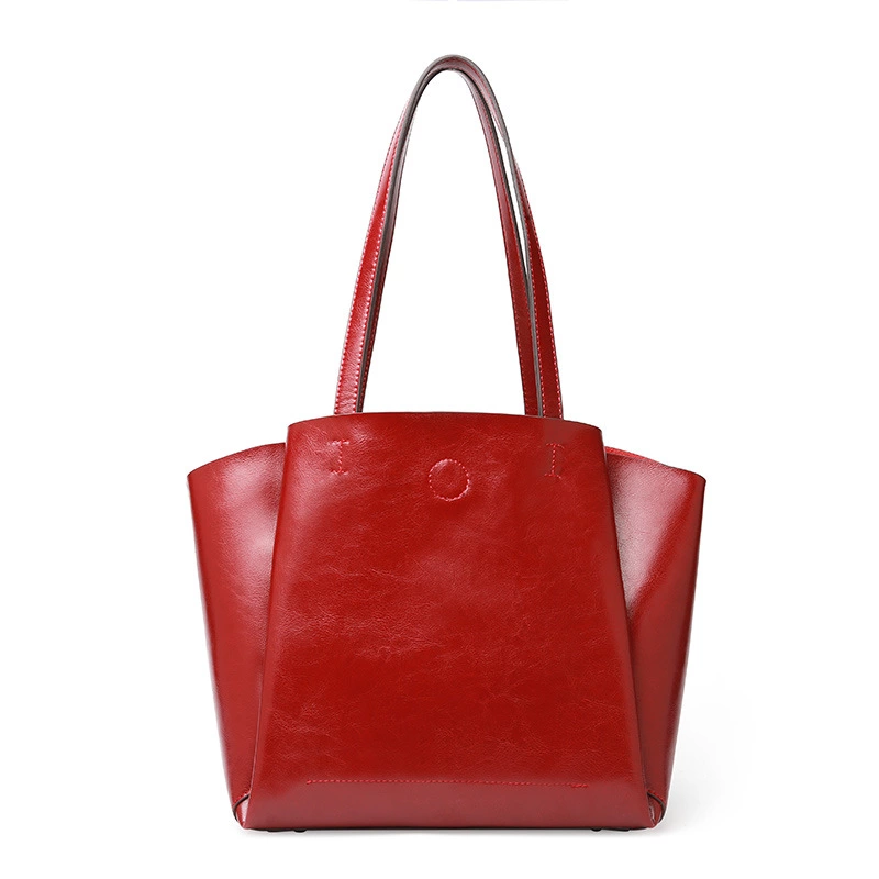 New women's bag fashion leather tote bag large capacity bag shoulder solid color soft bag