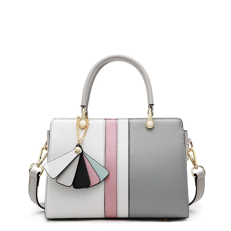 Women's bag spring and summer new fashion Korean cowhide simple platinum bag contrast color leather female bag handbag lady bag