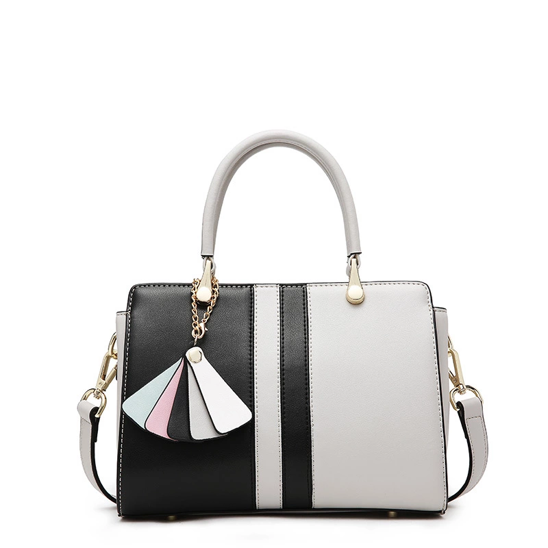 Women's bag spring and summer new fashion Korean cowhide simple platinum bag contrast color leather female bag handbag lady bag