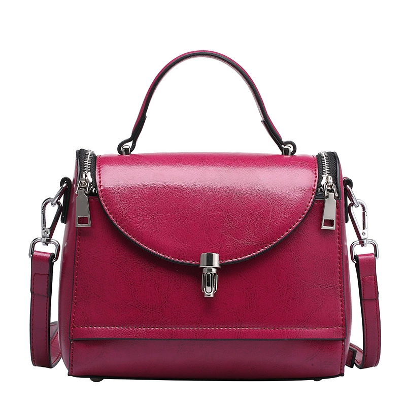 Spring and summer new cowhide female bag fashion doctor bag oil wax cowhide shoulder portable messenger ladies bag