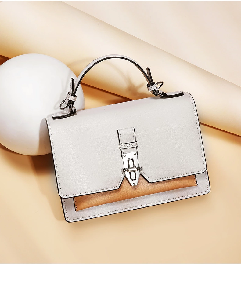 Contrast color bag female summer new leather handbags fashion simple shoulder bag small tide wild crossbody bag