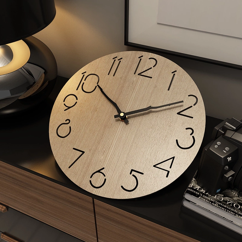 Best selling Nordic log style creative decoration wall clock living room silent clock