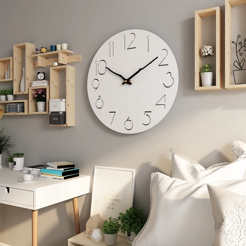 Best selling Nordic log style creative decoration wall clock living room silent clock
