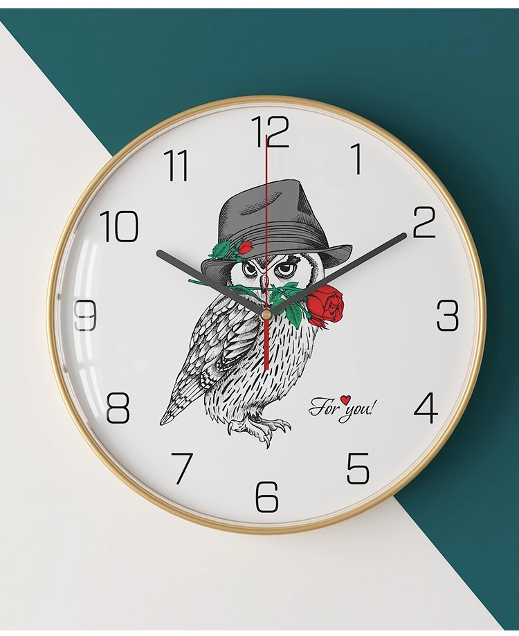 Nordic modern minimalist wall clock personality living room cartoon clock metal silent clock