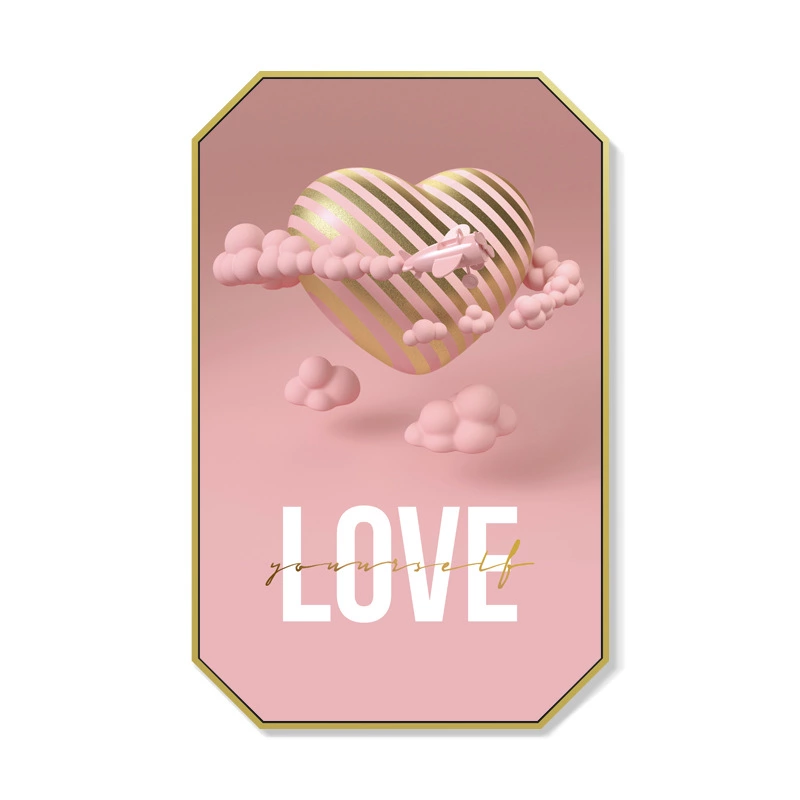 Jane Eyre Nordic living room decoration painting restaurant hanging painting pink girl heart wall painting flamingo creative octagon